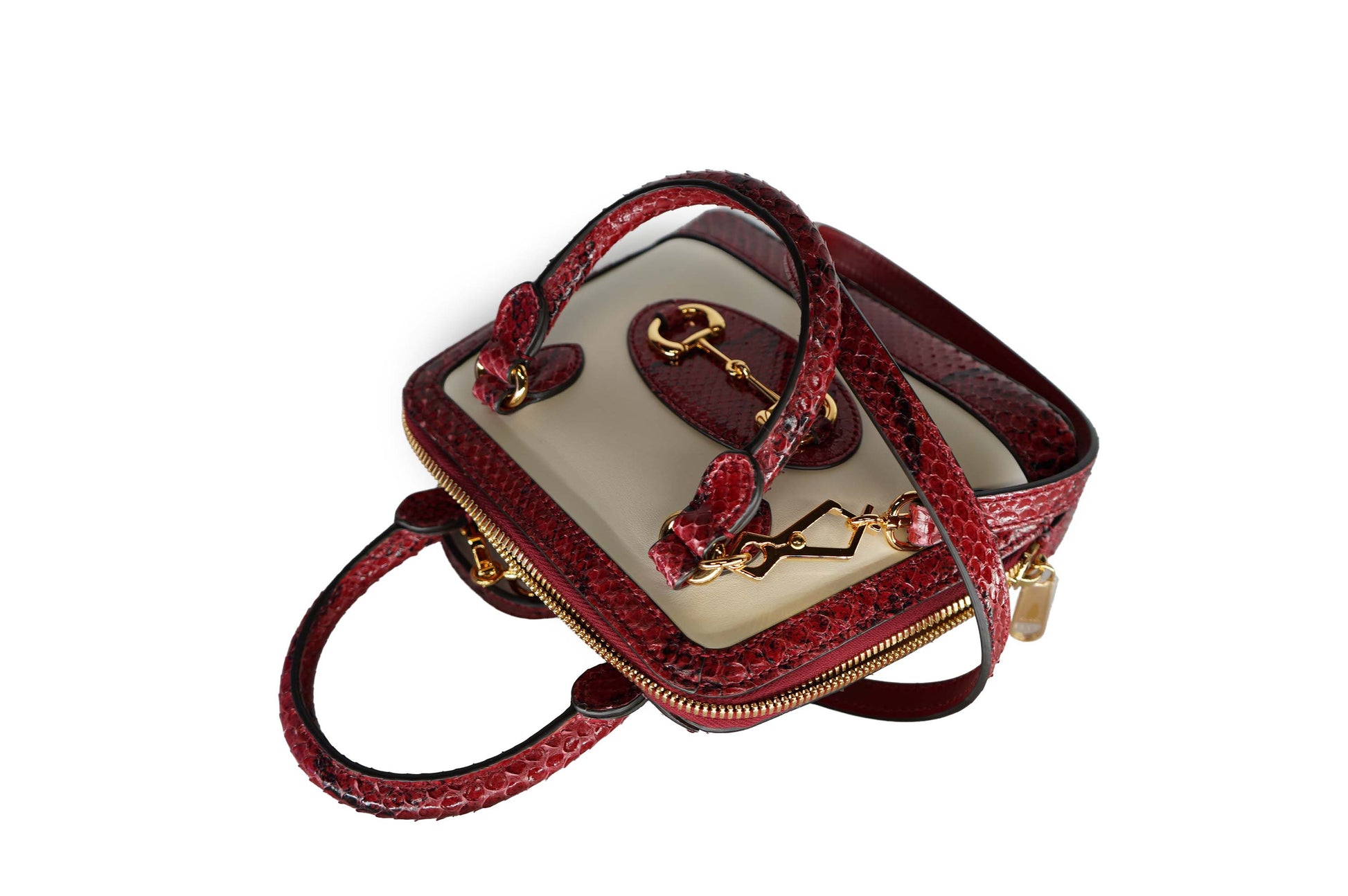 Gucci Horsebit Mini Python Top Handle Bag