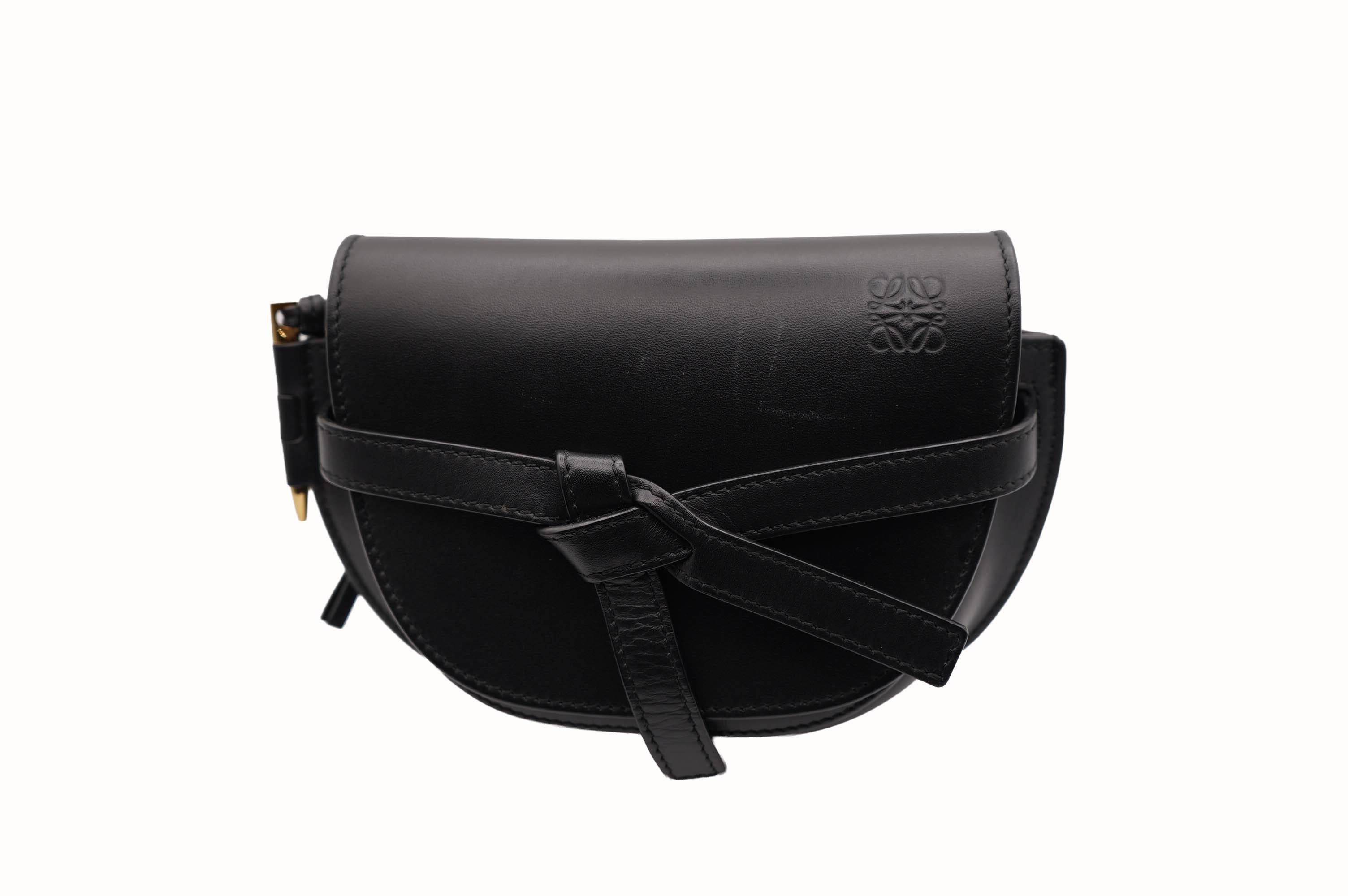 Loewe Black Mini Dual Gate Crossbody Bag W/ Guitar Strap