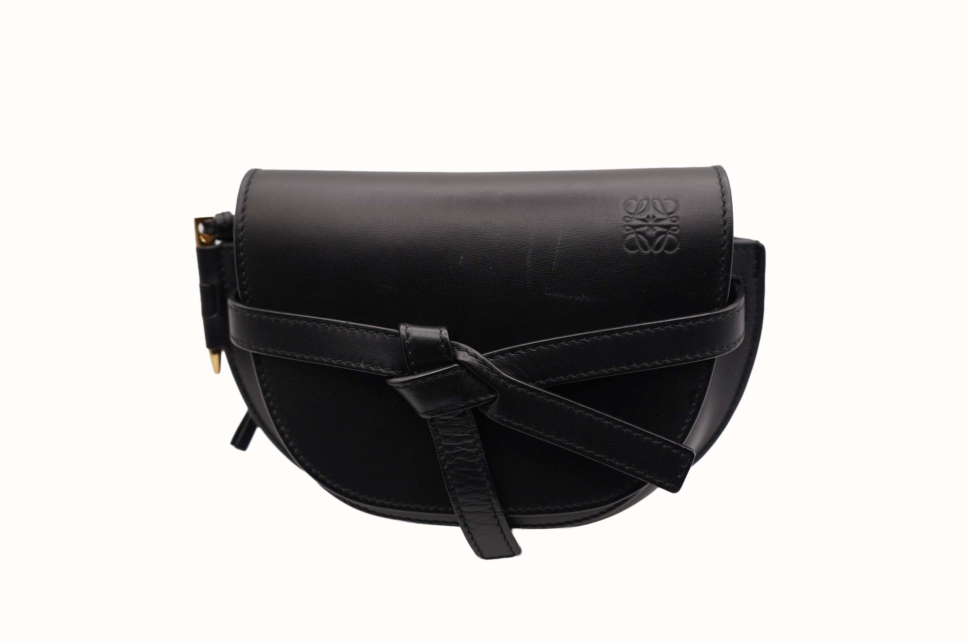 Loewe Black Mini Dual Gate Crossbody Bag W/ Guitar Strap
