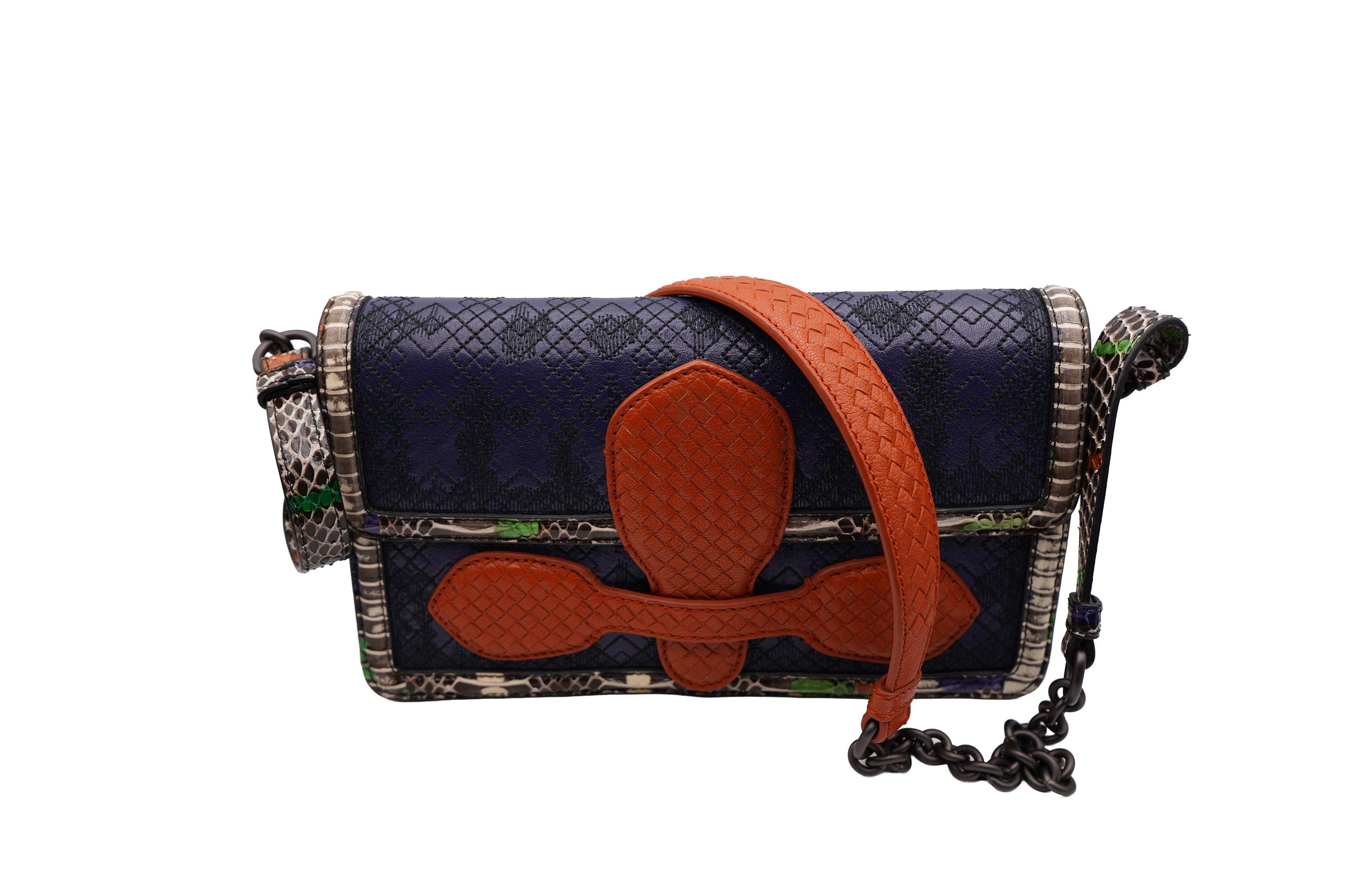Bottega Veneta Intrecciato Crossbody Bag Blue/Red