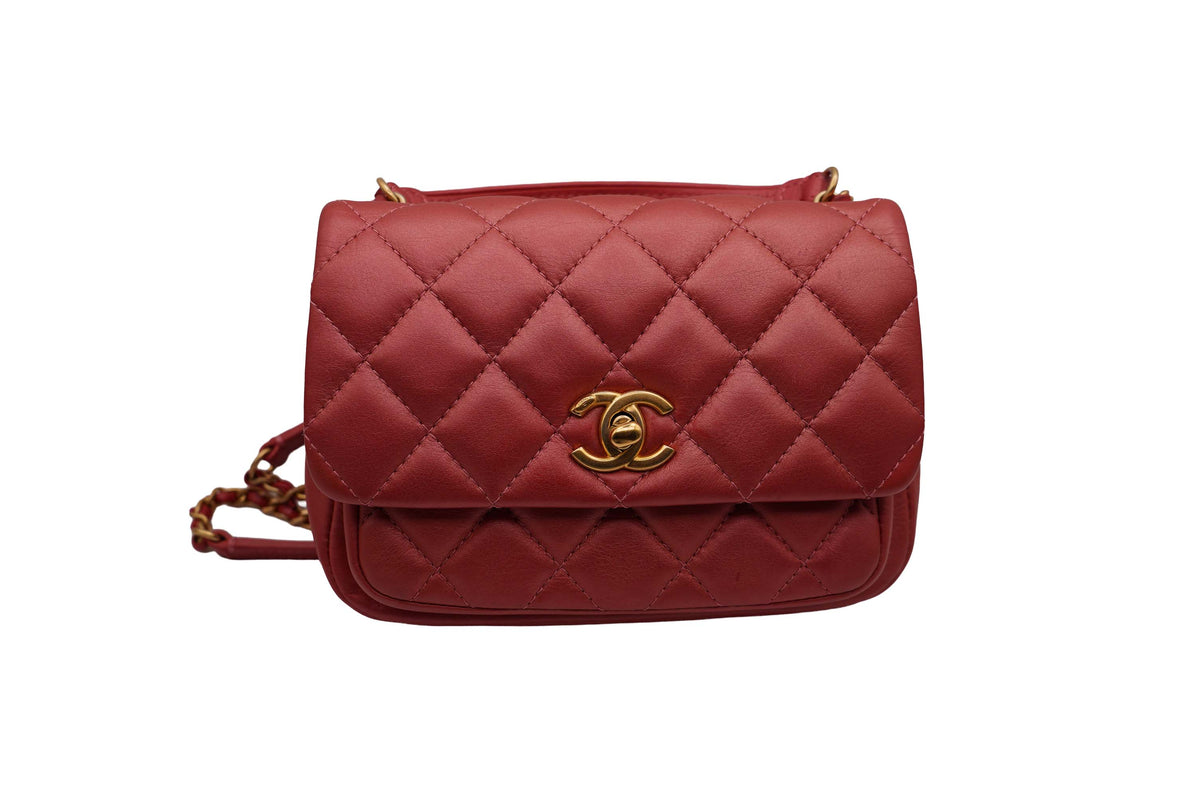 Chanel Watermelon Lambskin Top Handle Bag